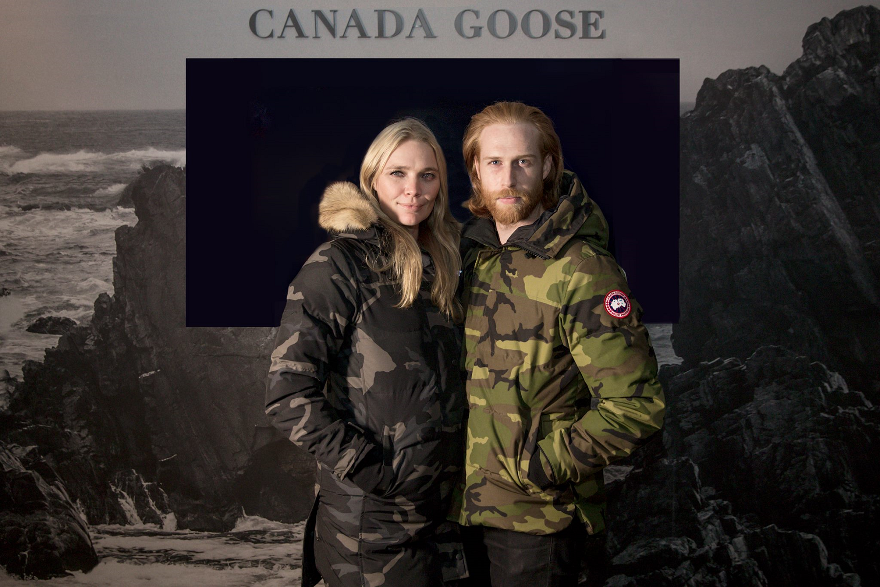 male and female models wearing canada goose jackets