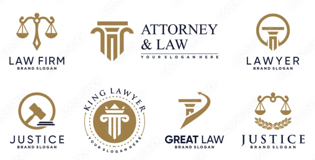 A image of several elegant law firm logos side by side. 